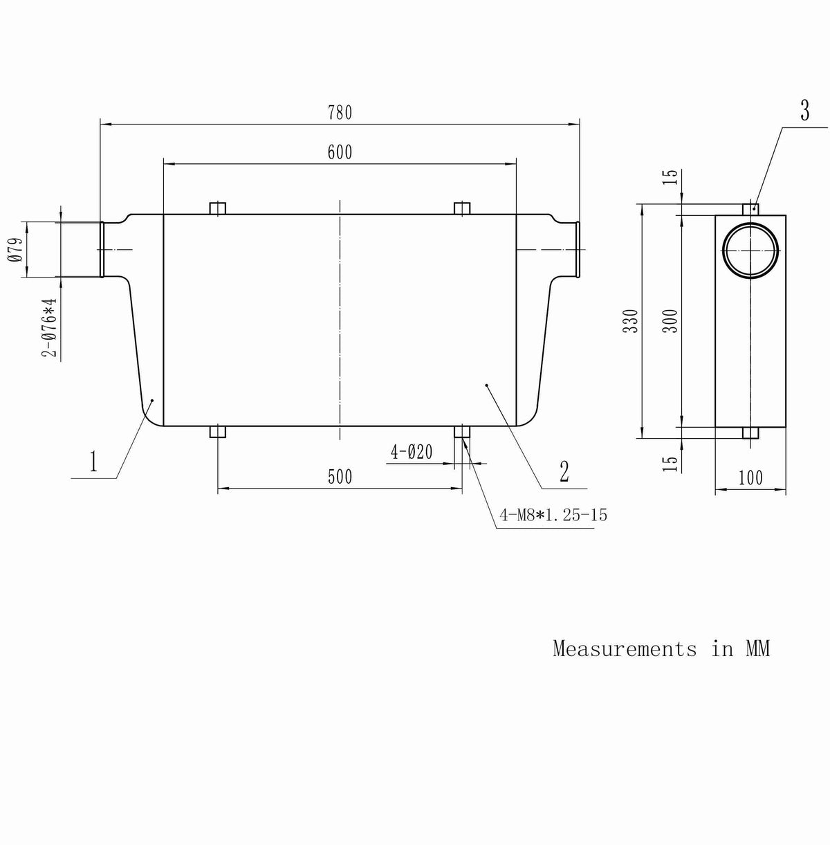 PSR Gen2 universella intercoolers med tätare lamellpaket 600 × 300 × 76 mm 600 × 300 × 100 mm