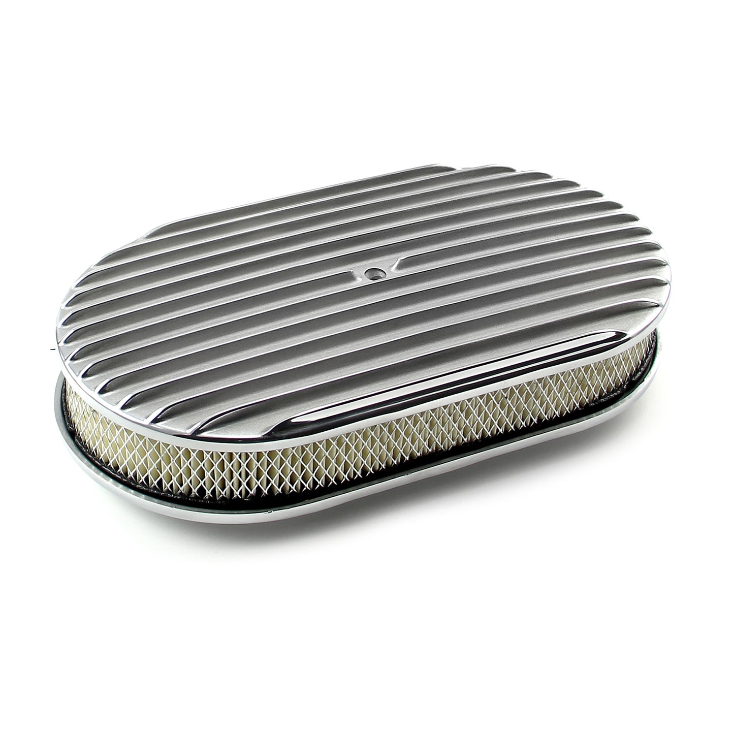 15" x 2" Oval Classic Finned Polerad Aluminium Air Cleaner Kit