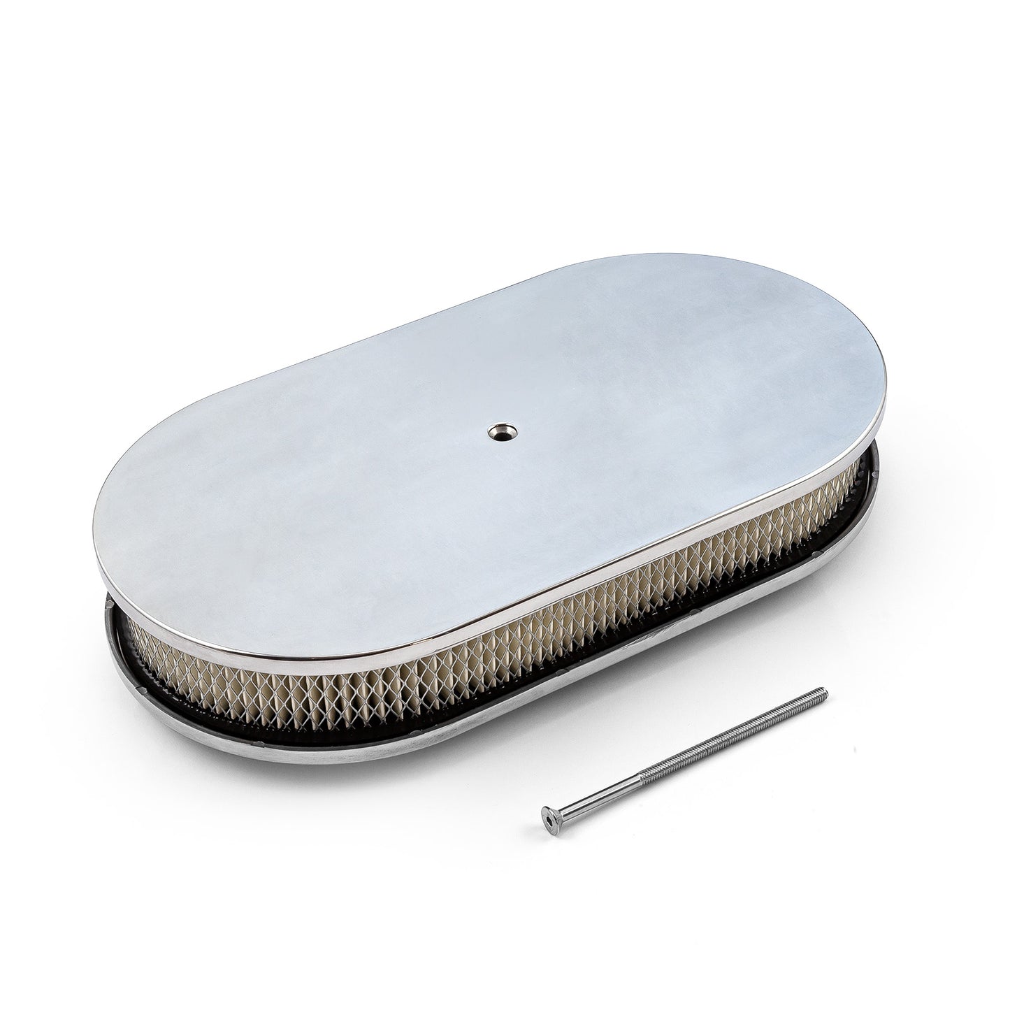 15" x 2" Oval slätt polerad aluminium luftrenarsats