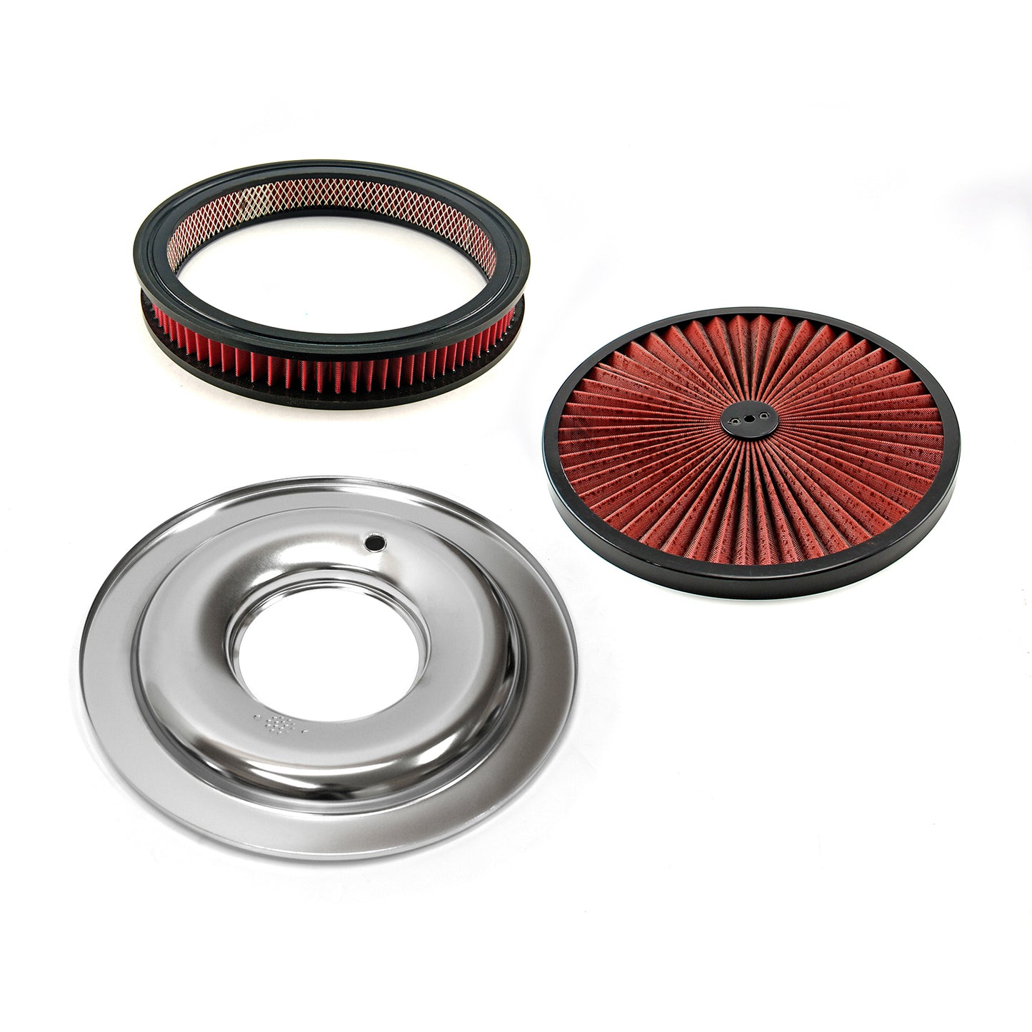 14" x 2" Tvättbar Element Extreme Top med svart ring Flat Base Air Cleaner Kit