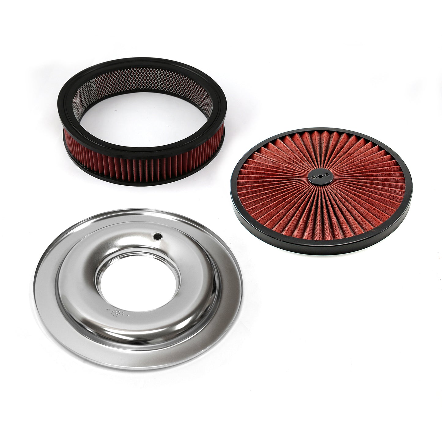 14" x 3" Tvättbart element extremtopp med svart ring luftrenarsats med platt bas