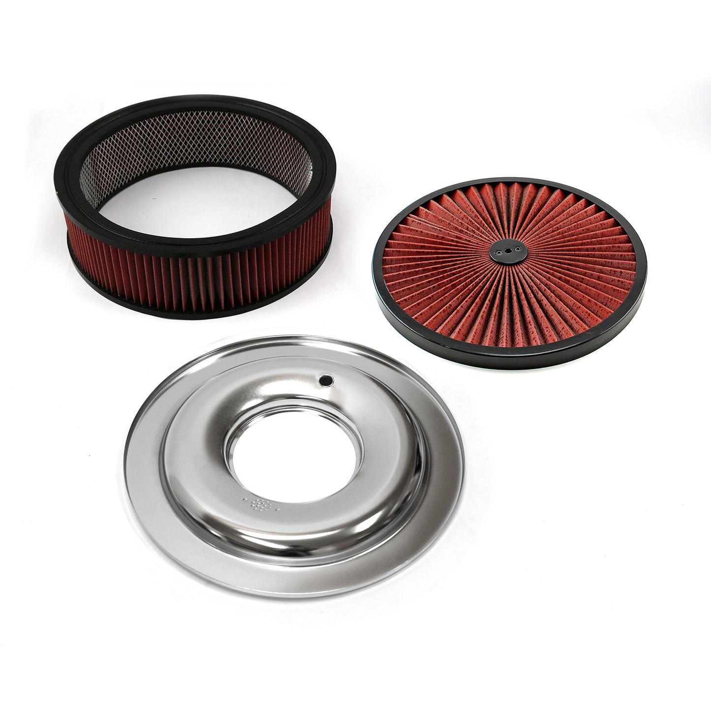 14" x 4" Tvättbart element Extreme Top med svart ring Flat Base Air Cleaner Kit