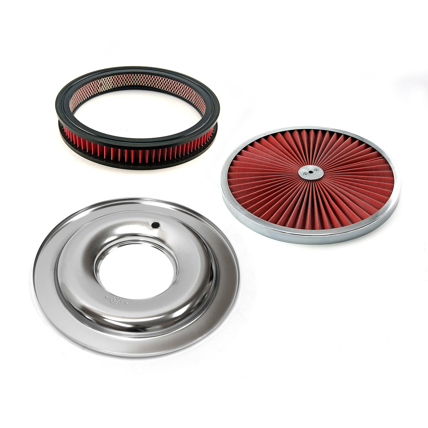 14" x 2" Tvättbart element Extremtopp med kromring Flat Base Air Cleaner Kit