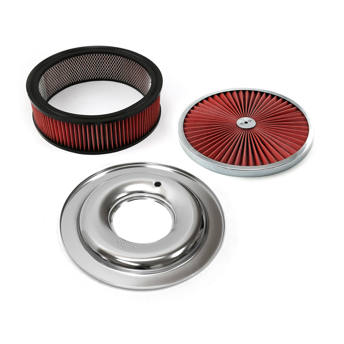 14" x 4" Tvättbart element Extremtopp med kromring Flat Base Air Cleaner Kit