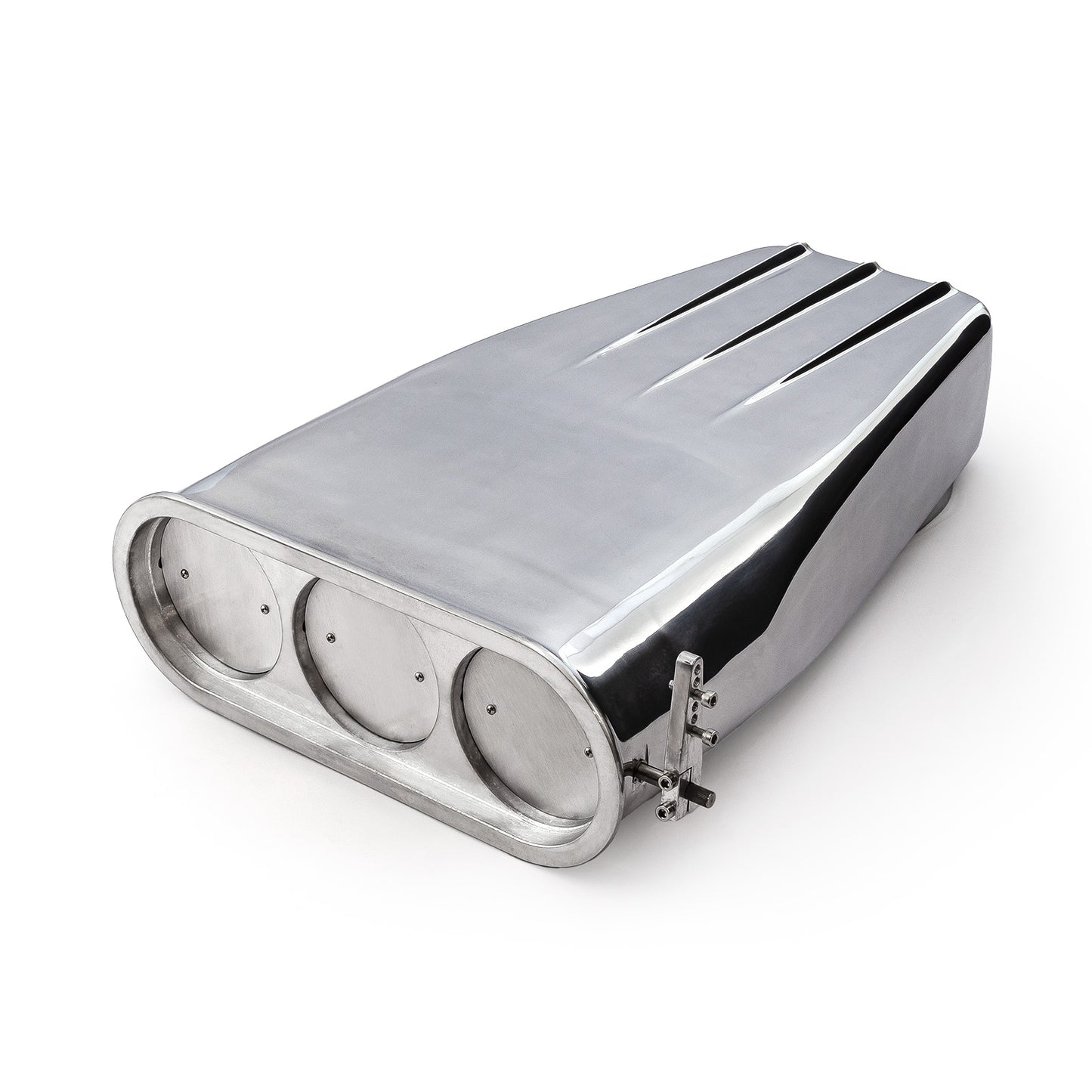 Polerad aluminium enkel & dubbel förgasare Bug Catcher Finned Hood Scoop