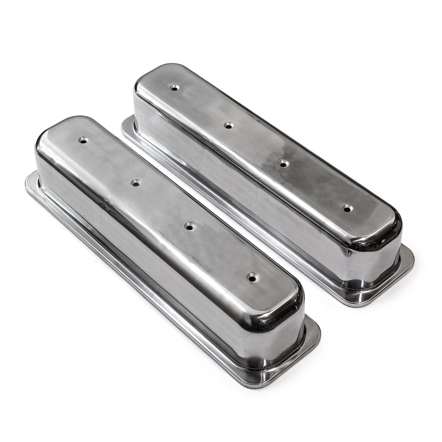 Chevy SBC 350 centrumbult polerade aluminium slät Valve Cover – höga utan hål