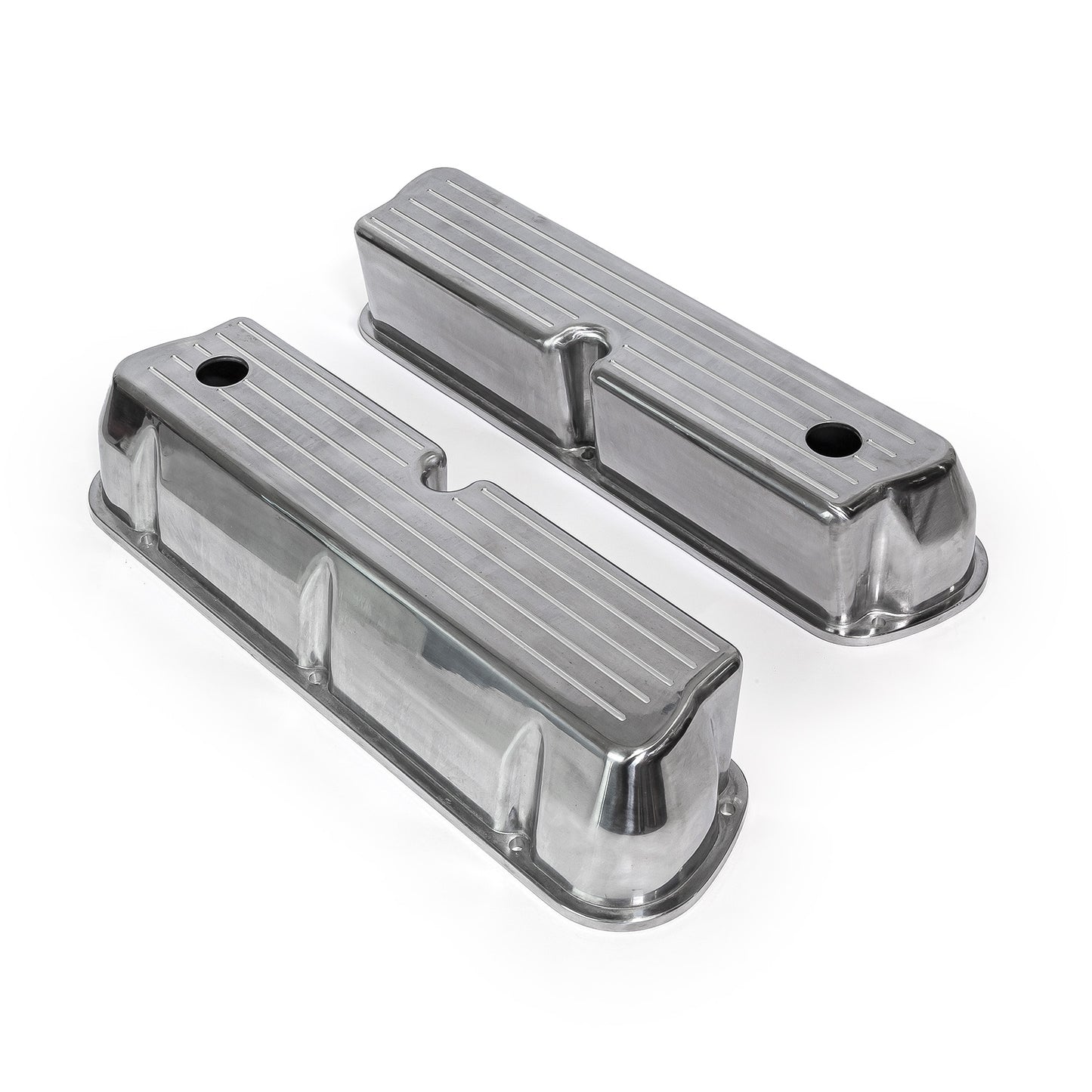 Ford SB 289 302 351 Windsor polerade aluminium kulfräst Valve Covers höga med hål