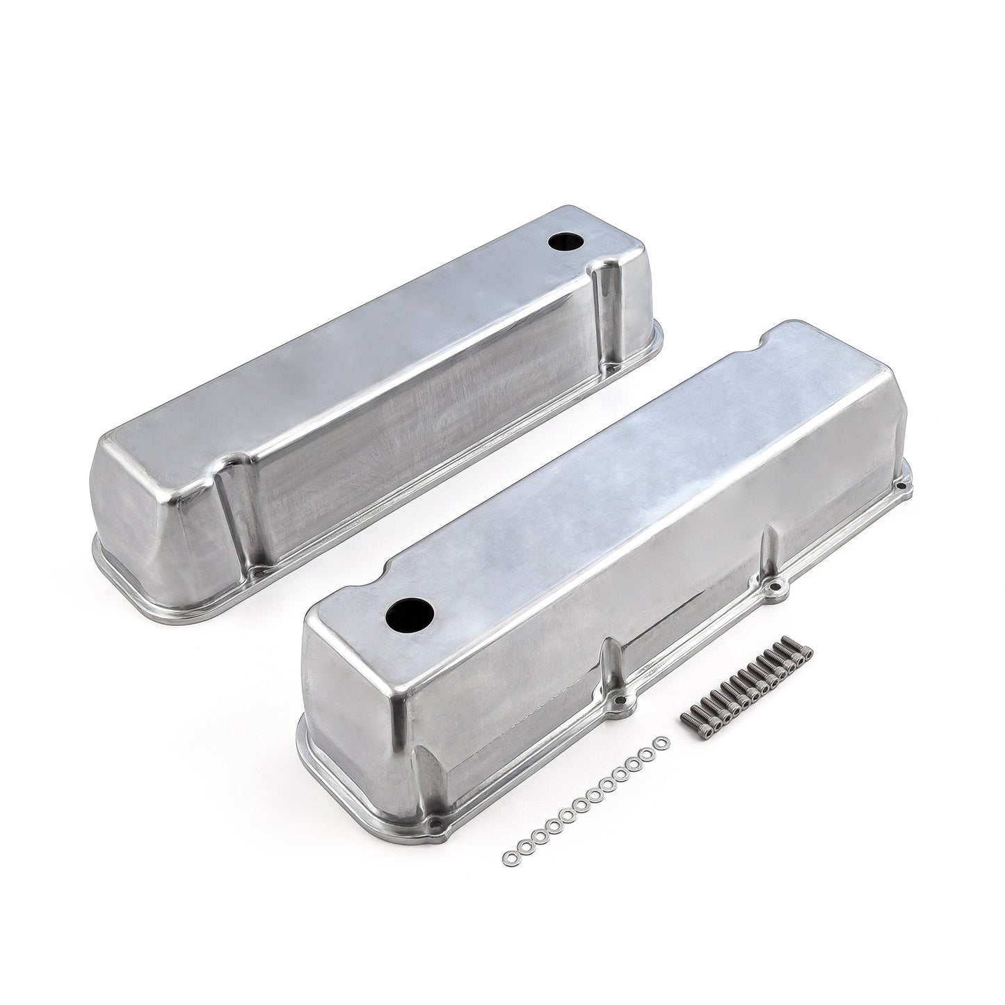 Ford 429 460 polerade aluminium slät Valve Covers – höga med hål