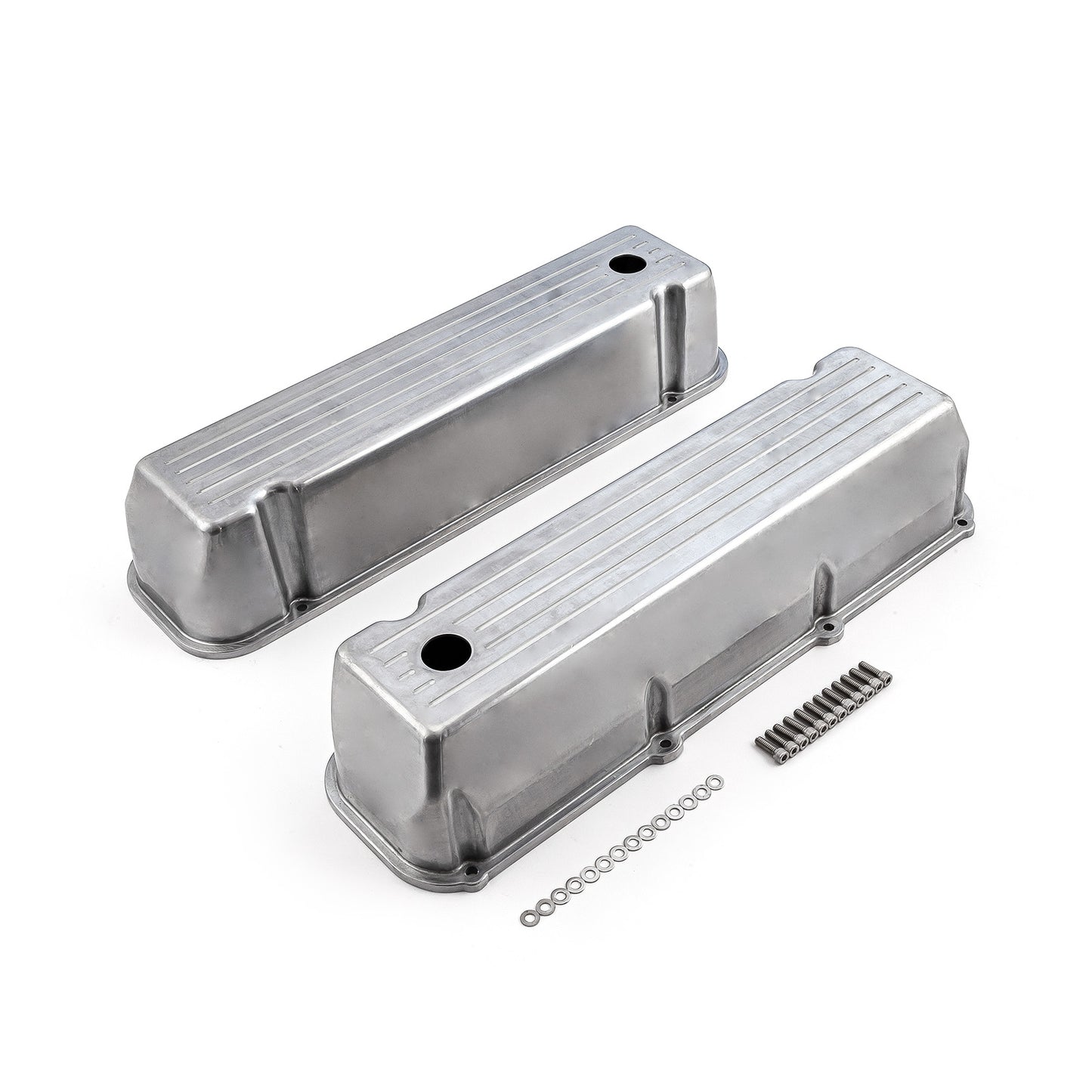 Ford 429 460 polerade aluminium kulfräst Valve Covers – höga med hål