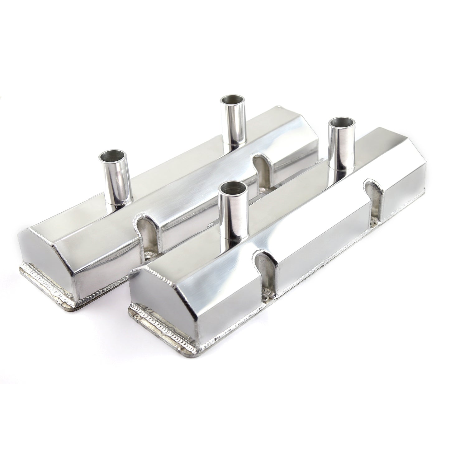 Chevy SBC 350 Fabricated polerade Circle Track Valve Covers – höga med Tubes on