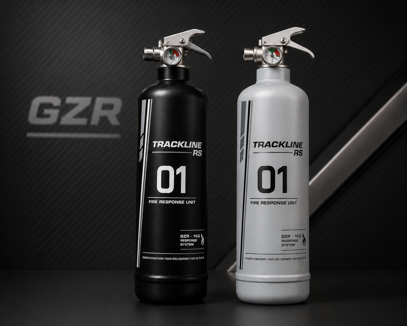 GZR Trackline RS 1 kg Pulversläckare – Mörk