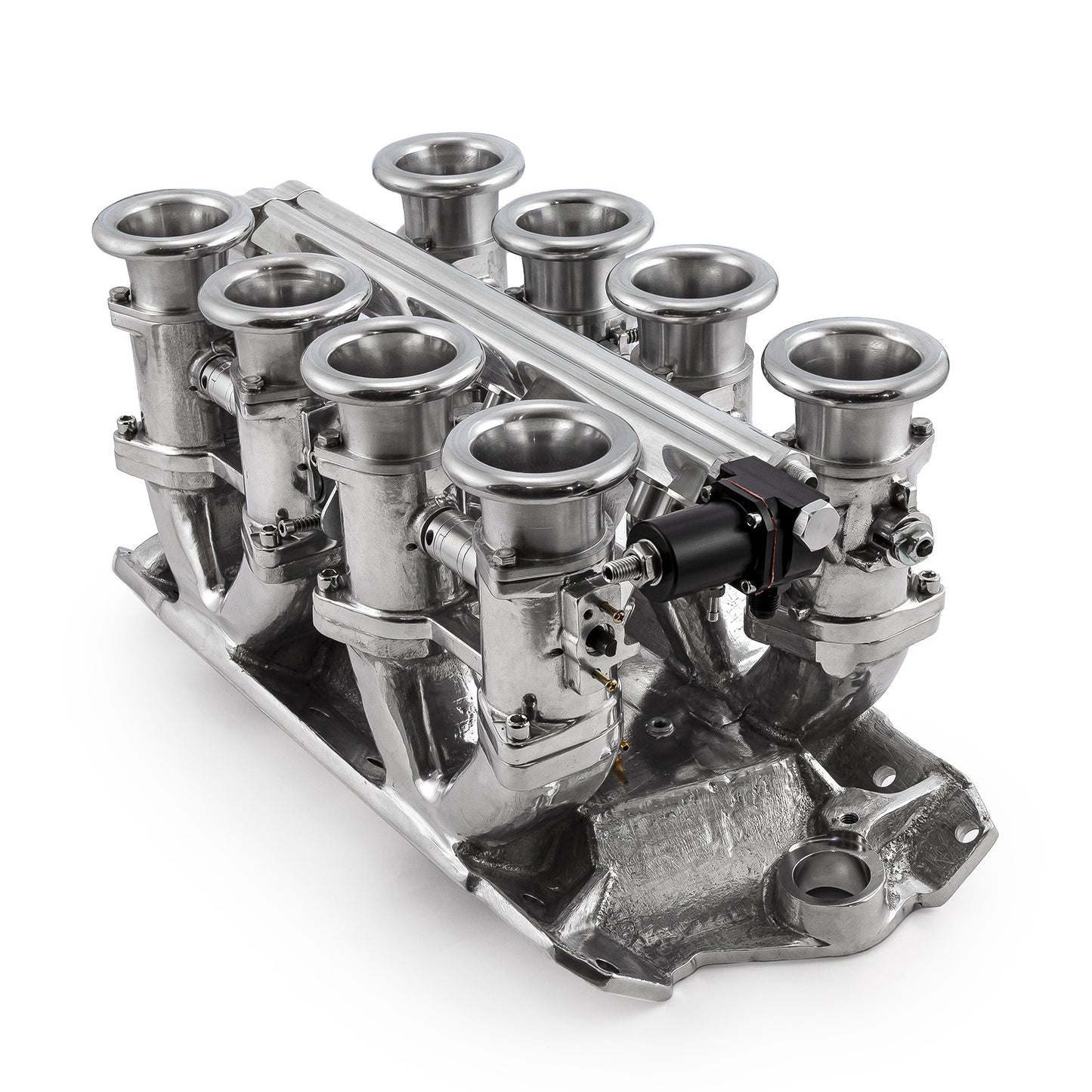 Chevrolet SBC 350 Downdraft 8-stack EFI-insugssystem komplett, polerat