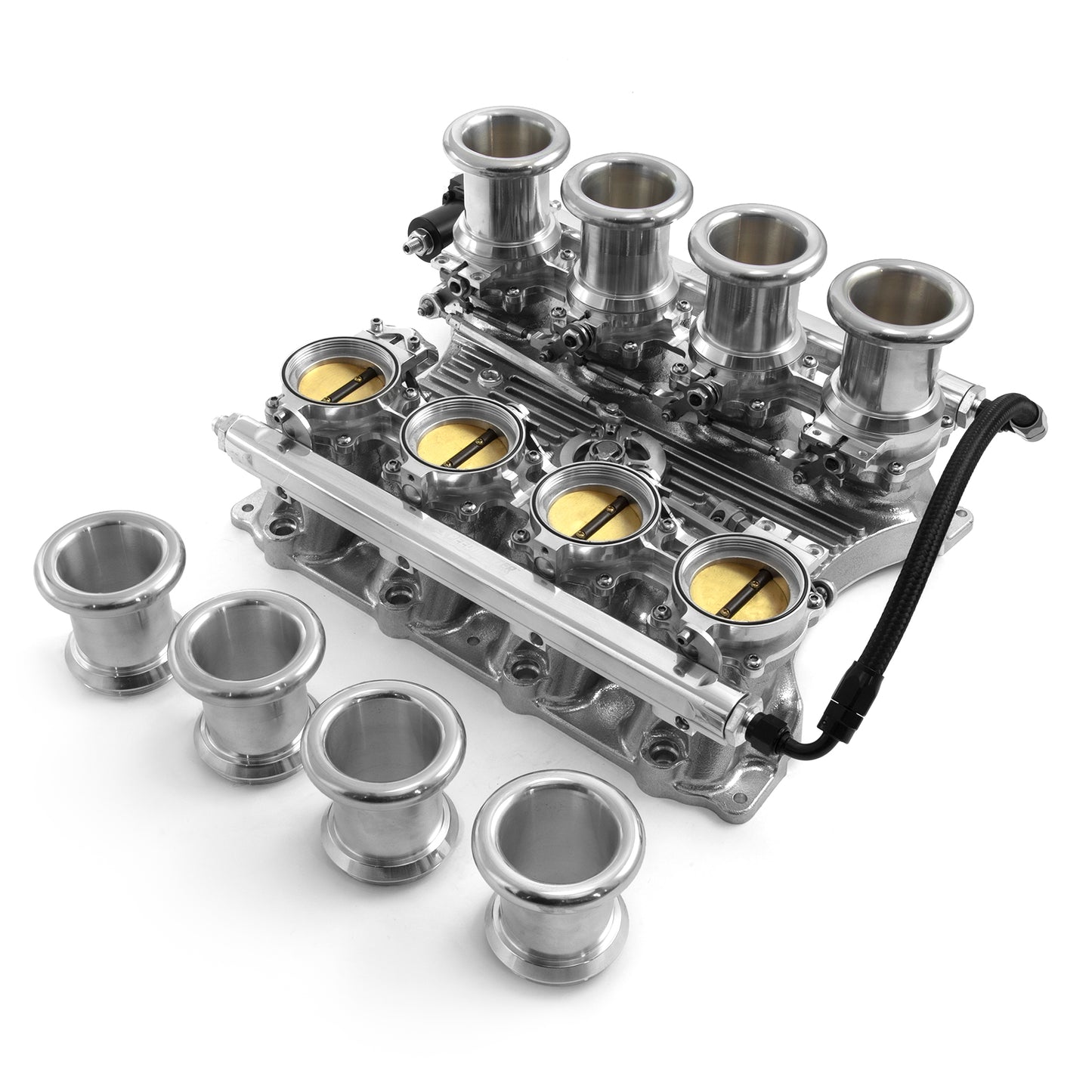 Ford Coyote Downdraft 8-stack EFI-insugssystem komplett, polerat