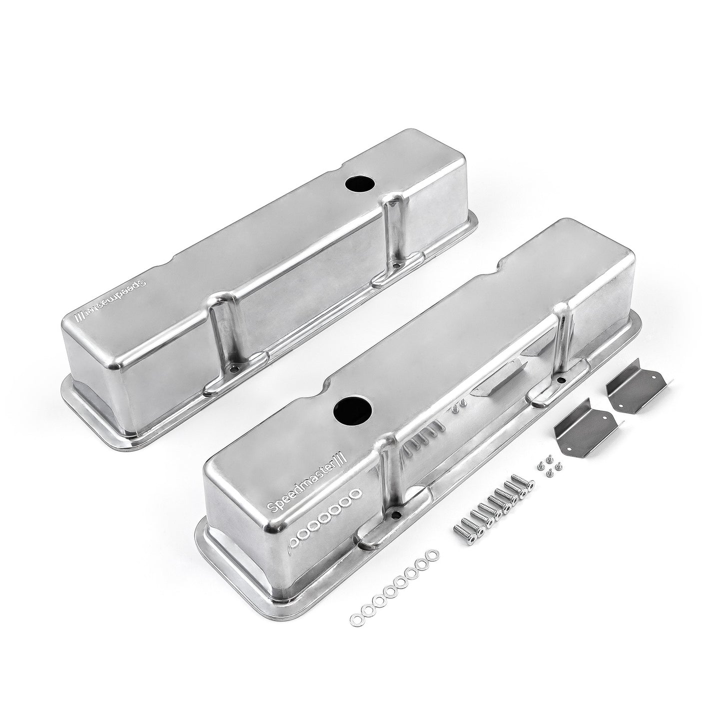 Chevy SBC 350 aluminiumventilkåpor höga med hål [polerade]