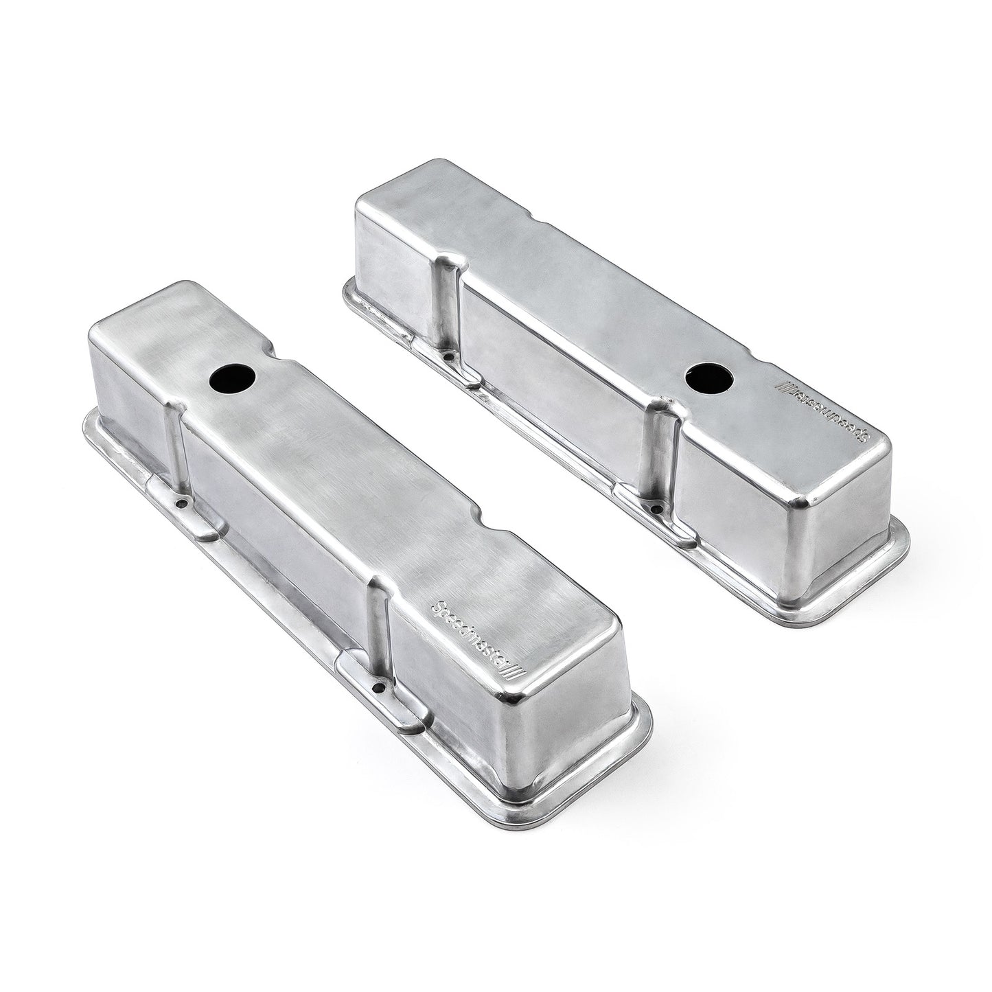 Chevy SBC 350 aluminiumventilkåpor höga med hål [polerade]