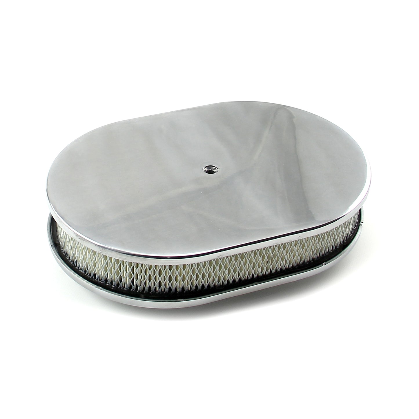 12" x 2" Oval slätt polerad aluminium luftrenarsats