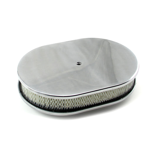 12" x 2" Oval slätt polerad aluminium luftrenarsats