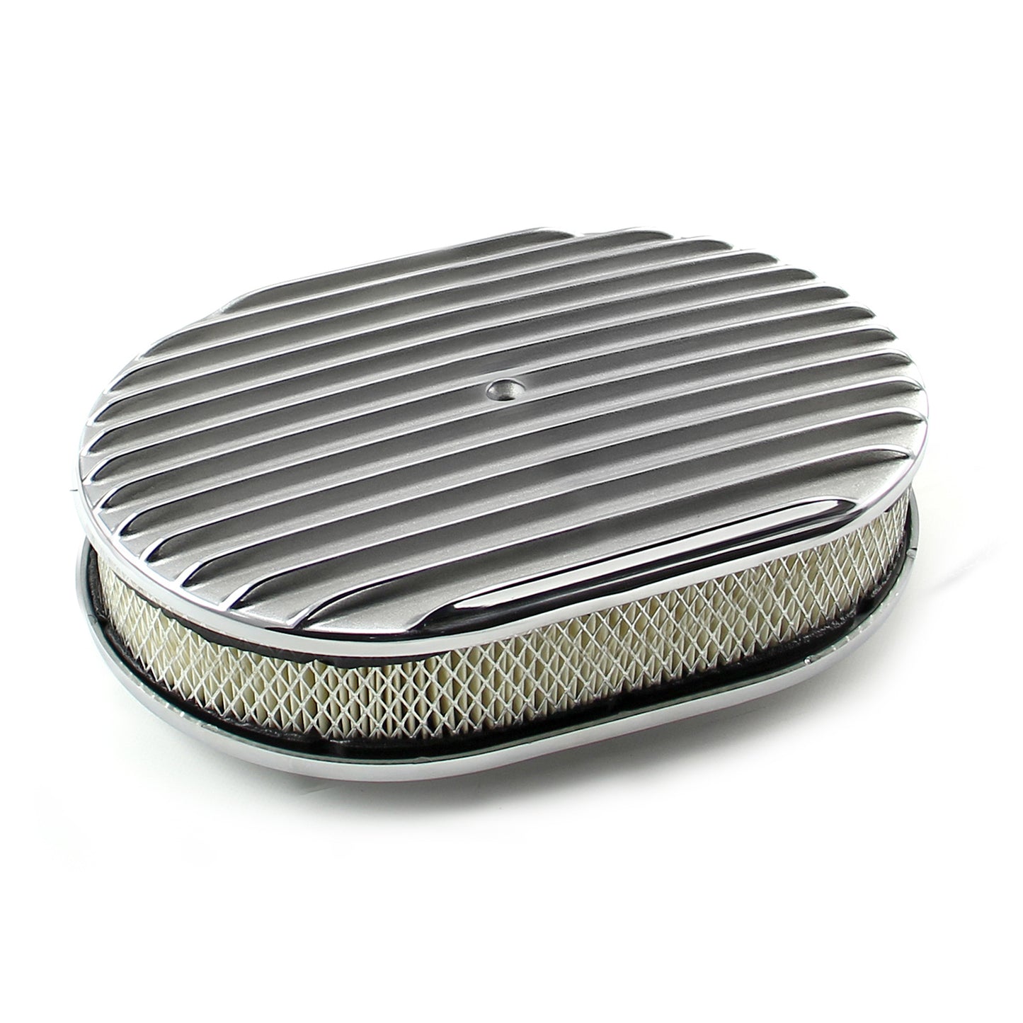 12" x 2" Oval Classic Finned Polerad Aluminium Air Cleaner Kit