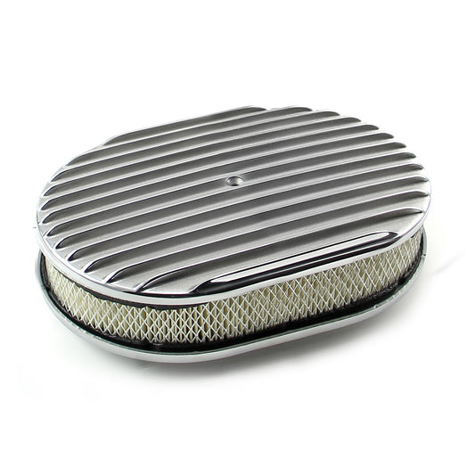 12" x 2" Oval Classic Finned Polerad Aluminium Air Cleaner Kit