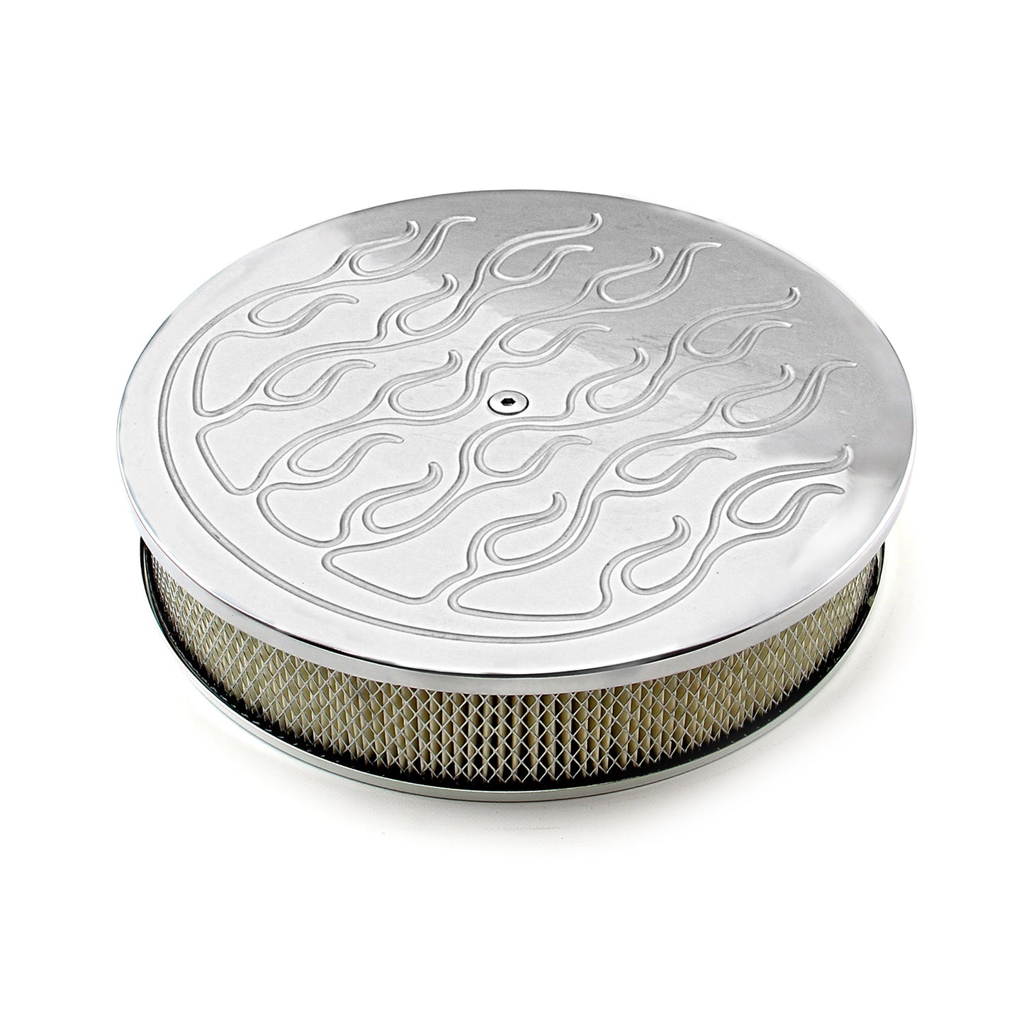 14" polerad flammad aluminium luftrenaresats med 3" element