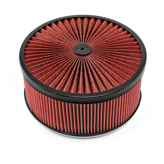 14" x 6" Tvättbart element Extreme Top med svart ring Flat Base Air Cleaner Kit