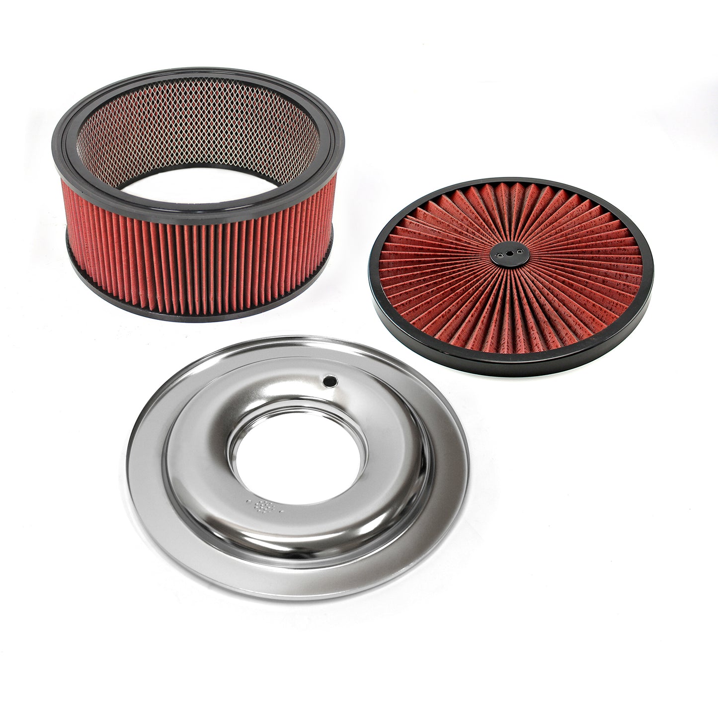 14" x 6" Tvättbart element Extreme Top med svart ring Flat Base Air Cleaner Kit