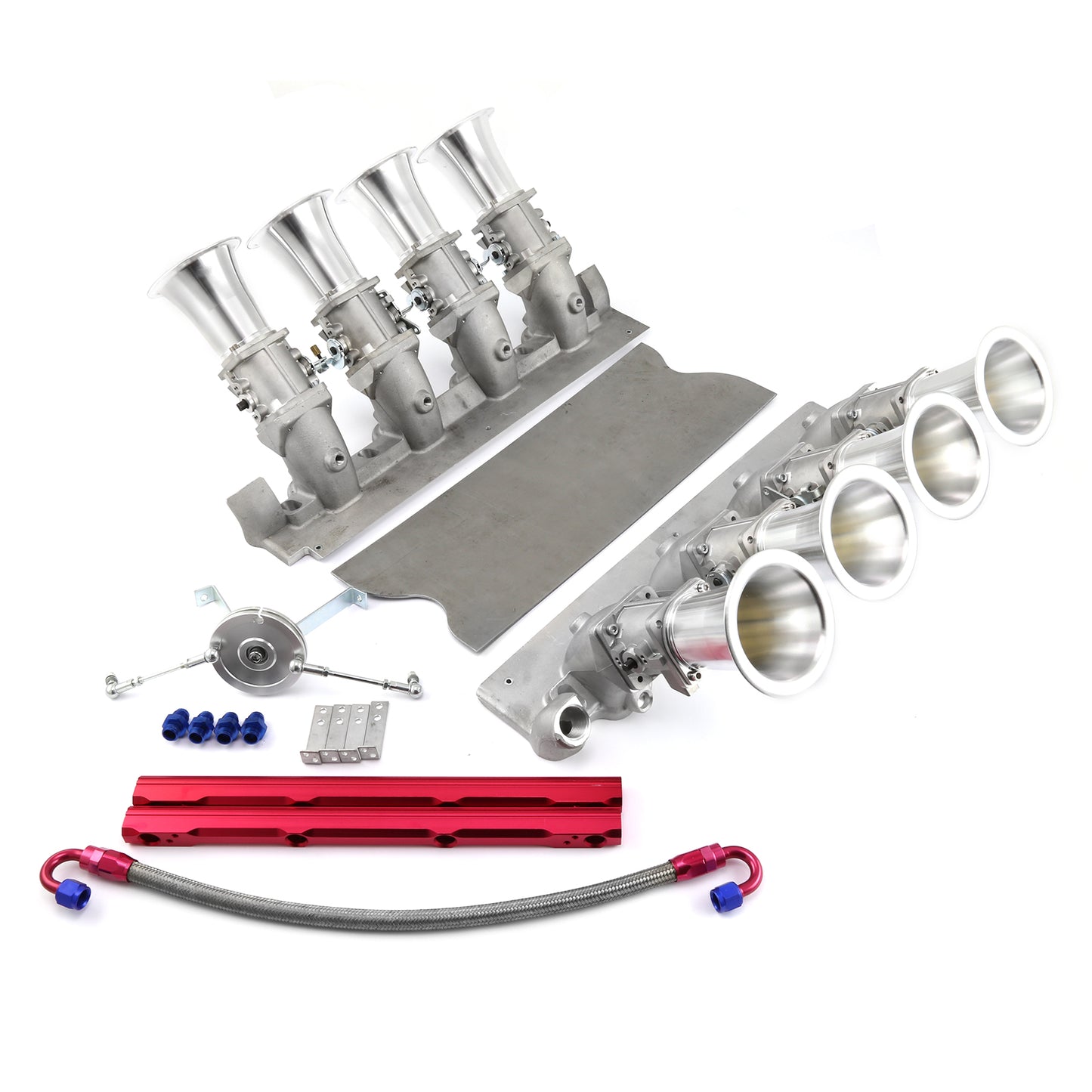 Ford 351C Cleveland Downdraft 8-stack EFI-insugssystem, satin