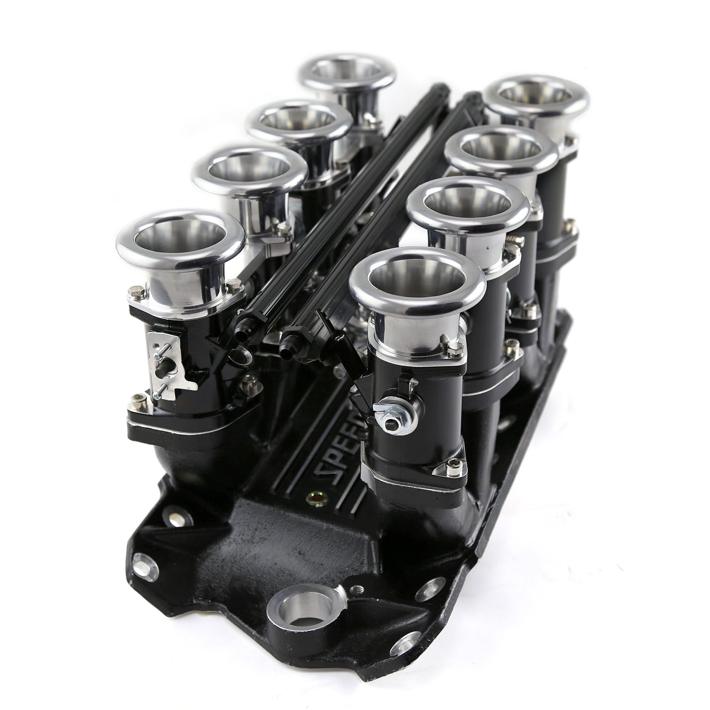Chevrolet SBC 350 Downdraft 8-stack EFI-insugssystem komplett, svart