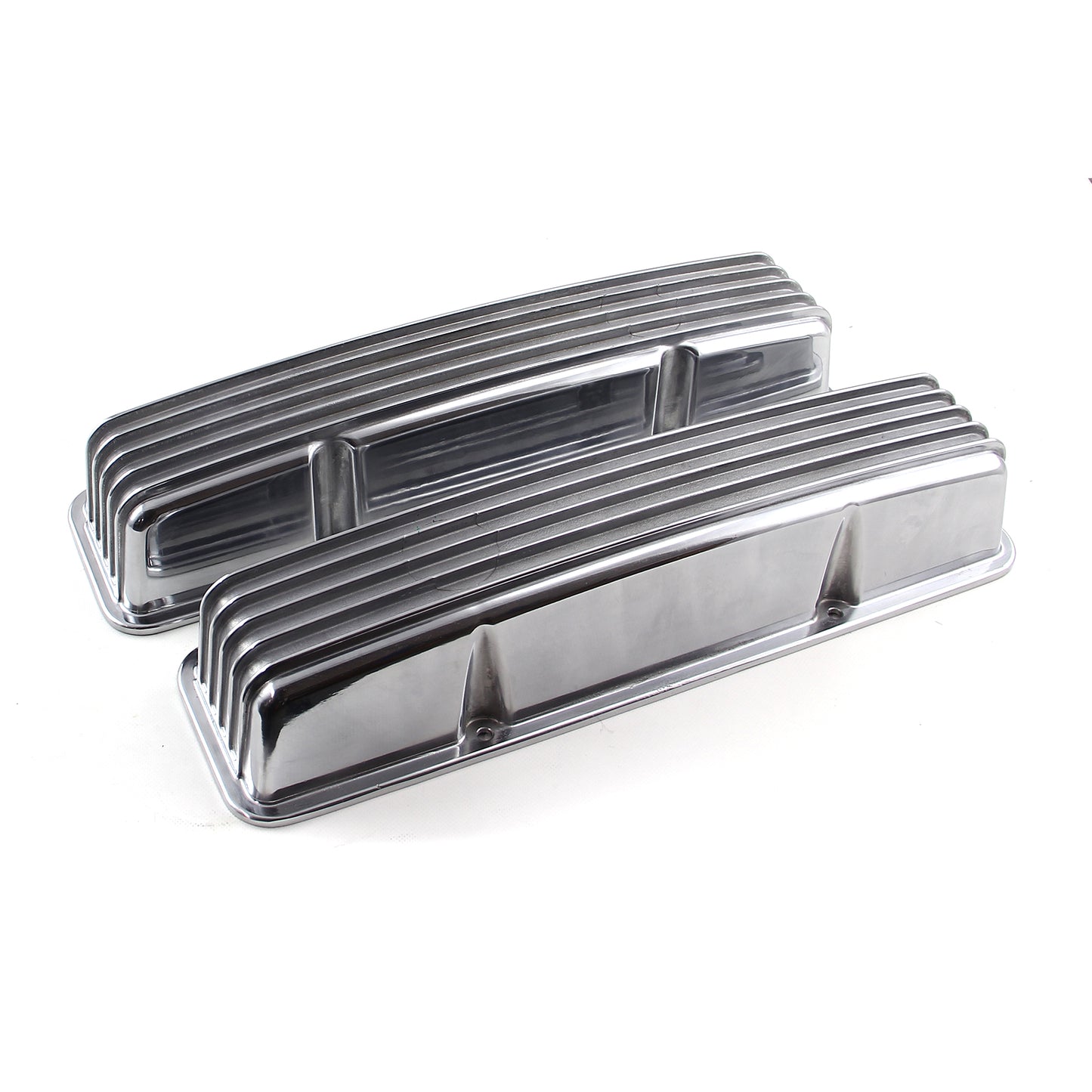 Chevy SBC 350 klassisk ribbad aluminiumventilkåpor – höga utan hål