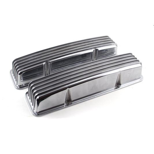 Chevy SBC 350 klassisk ribbad aluminiumventilkåpor – höga utan hål
