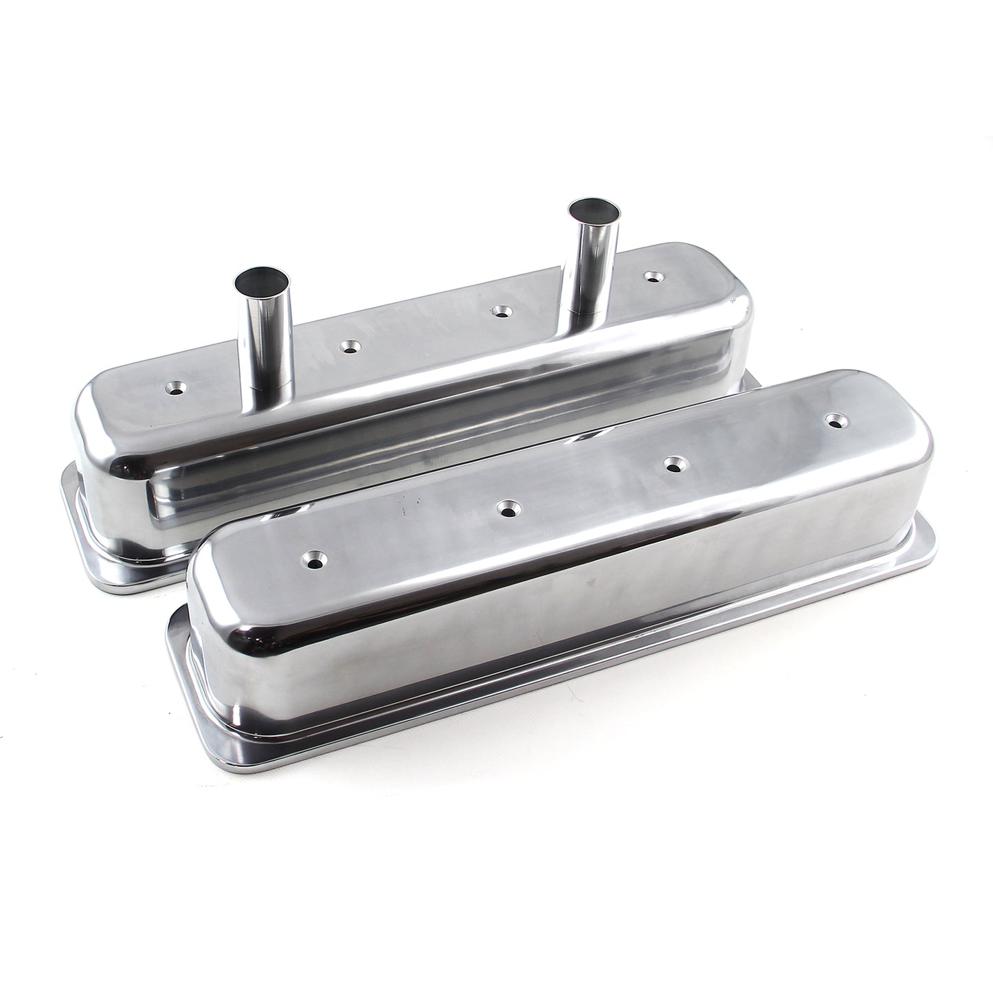 Chevy SBC 350 centrumbult polerade aluminium Circle Track Valve Cover – höga
