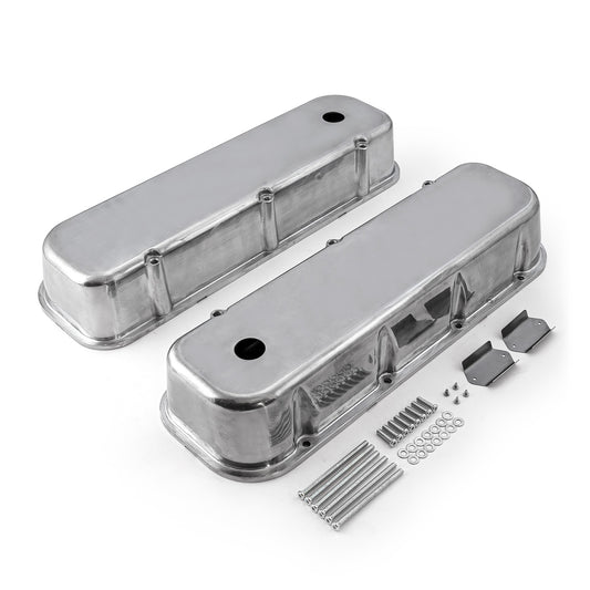 Chevy BBC 454 polerade aluminium slät Valve Cover – höga med hål