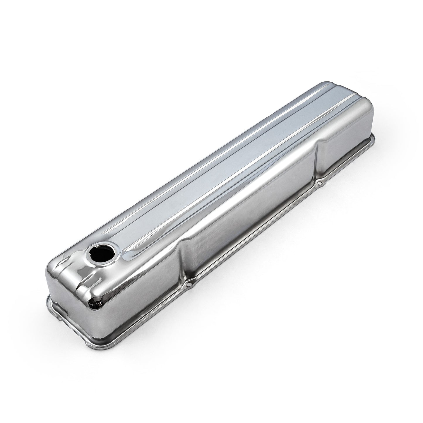 Chevy 235 Inline 6 1950-62 kromad stålventilkåpa – 3 7/8" höga med hål