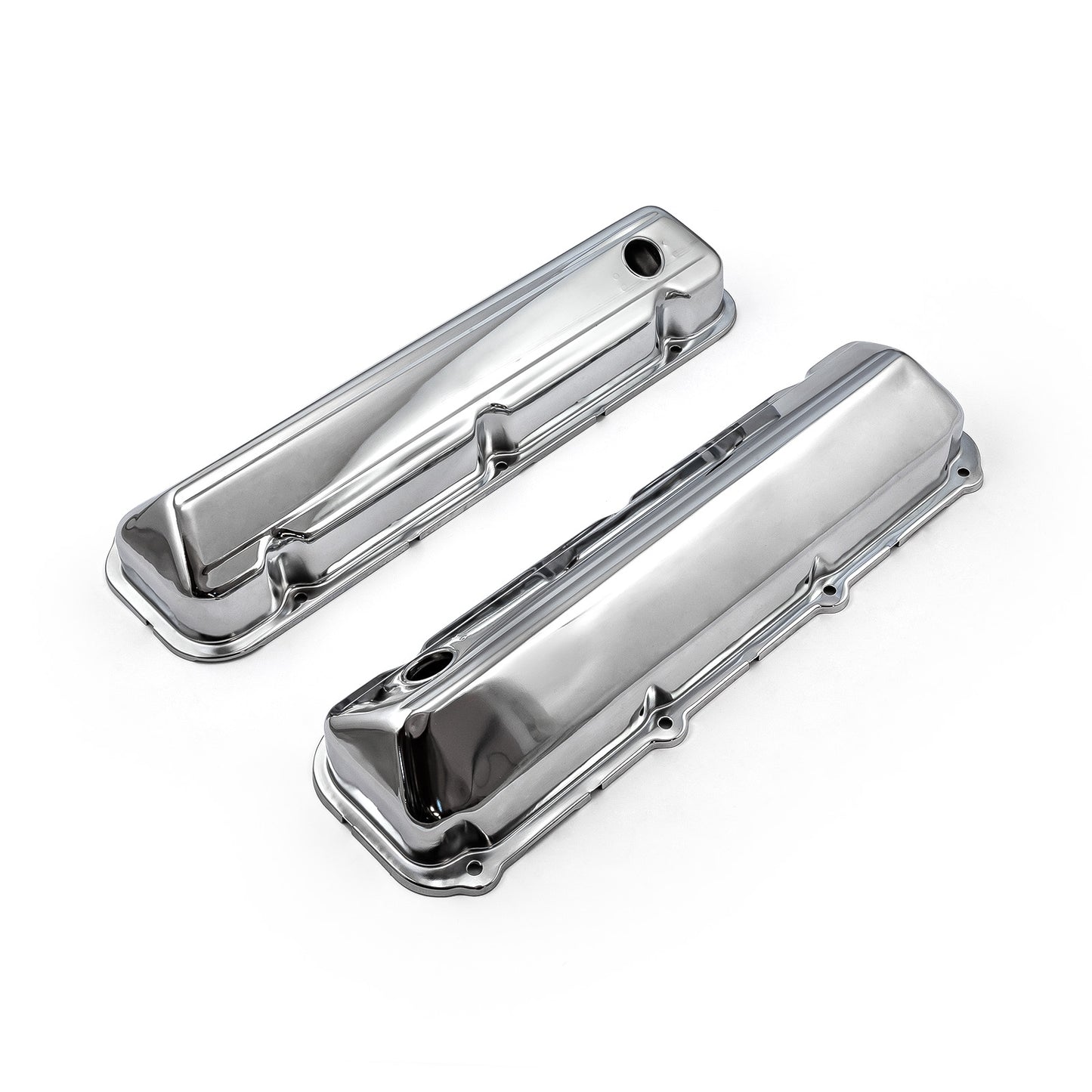 Ford 429 460 kromade stålventilkåpor – 3 1/2" höga med bafflat hål