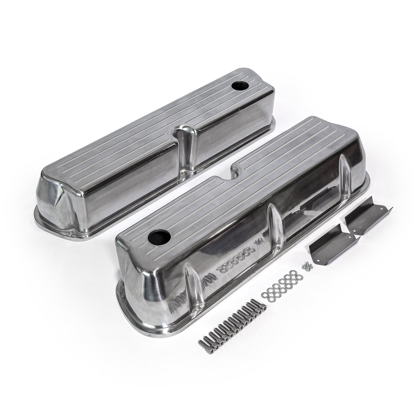 Ford SB 289 302 351 Windsor polerade aluminium kulfräst Valve Covers höga med hål