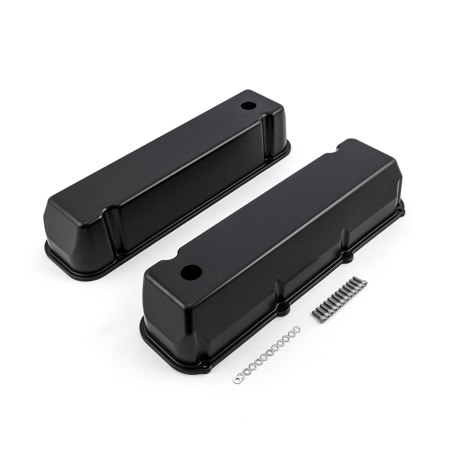 Ford 429 460 svarta aluminium slät Valve Covers – höga med hål