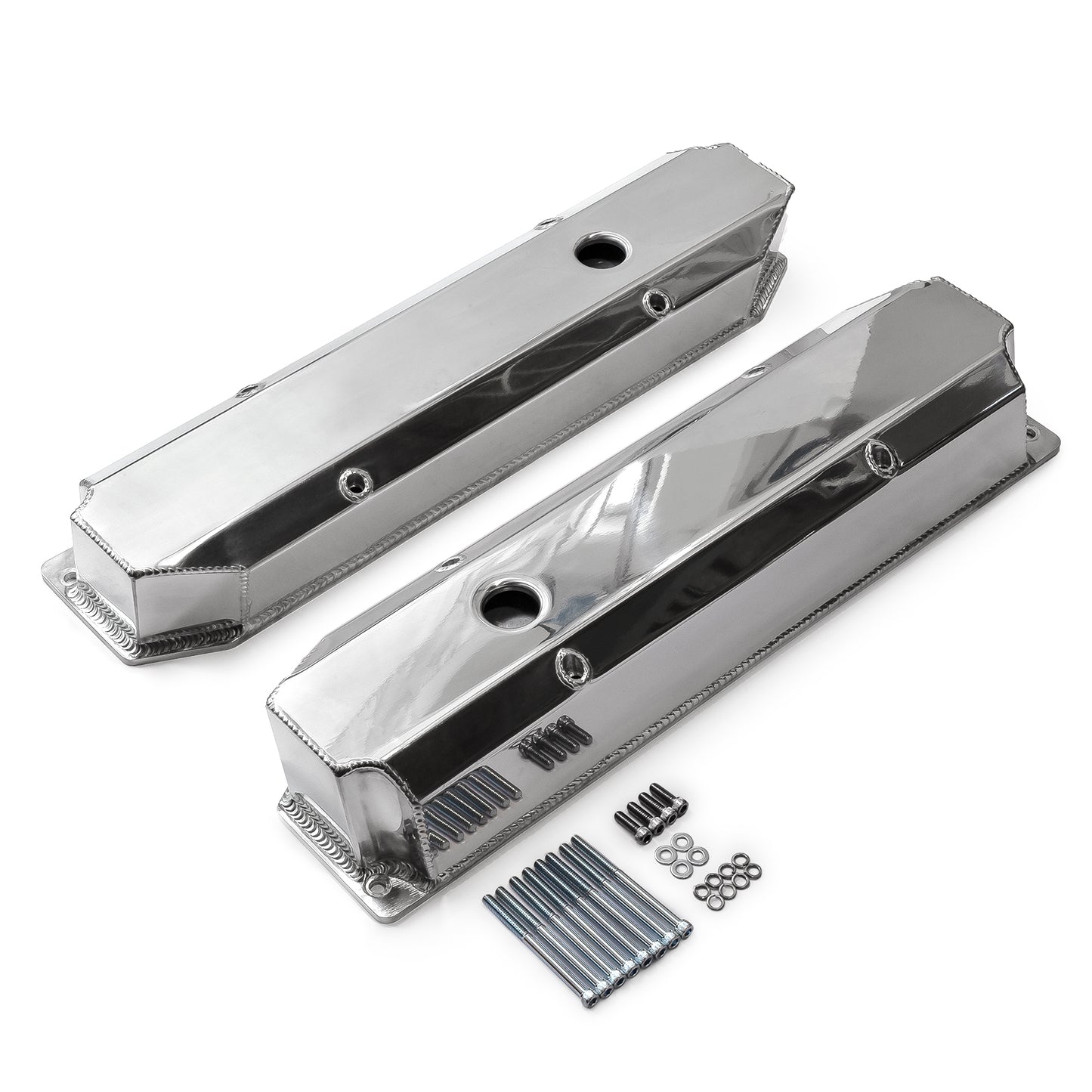 Mopar Chrysler BB 383 440 polerade svetsade ventilkåpor – höga med hål