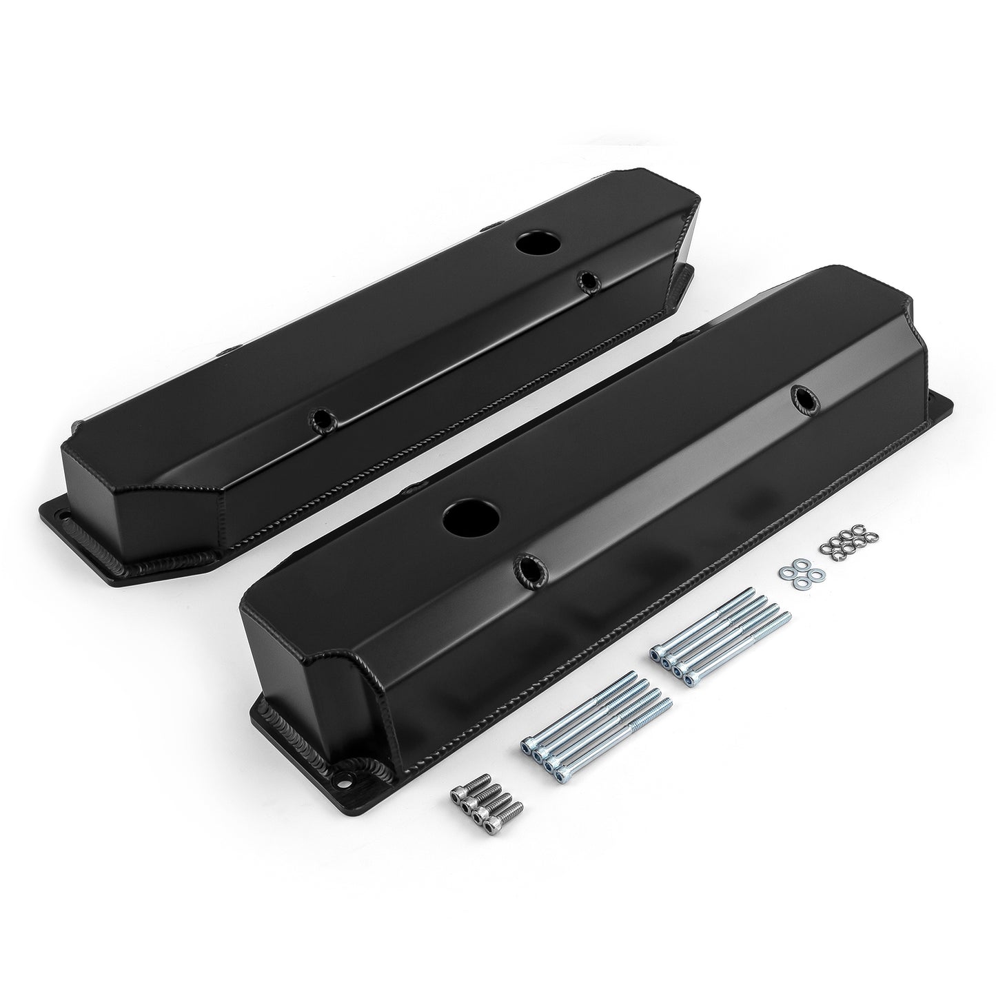 Mopar Chrysler BB 383 440 svetsade ventilkåpor höga svarta med hål