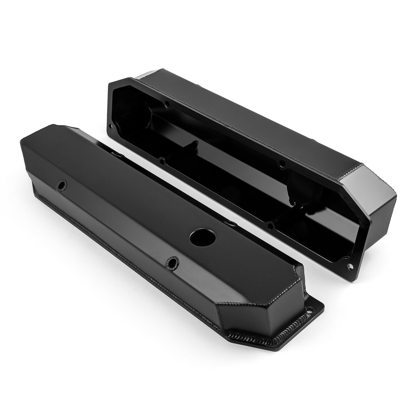 Mopar Chrysler BB 383 440 svetsade ventilkåpor höga svarta med hål