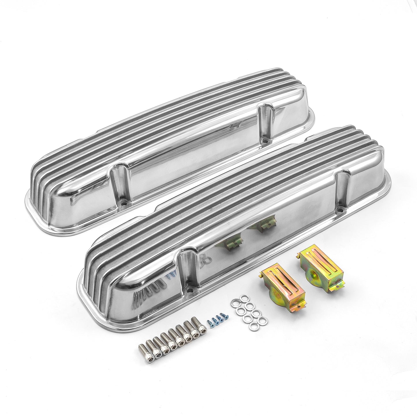 Pontiac 326 400 455 polerade klassisk ribbad aluminiumventilkåpor utan hål