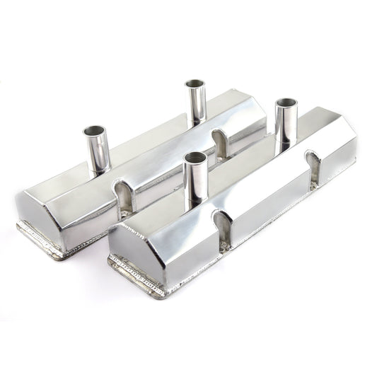 Chevy SBC 350 Fabricated polerade Circle Track Valve Covers – höga med Tubes on