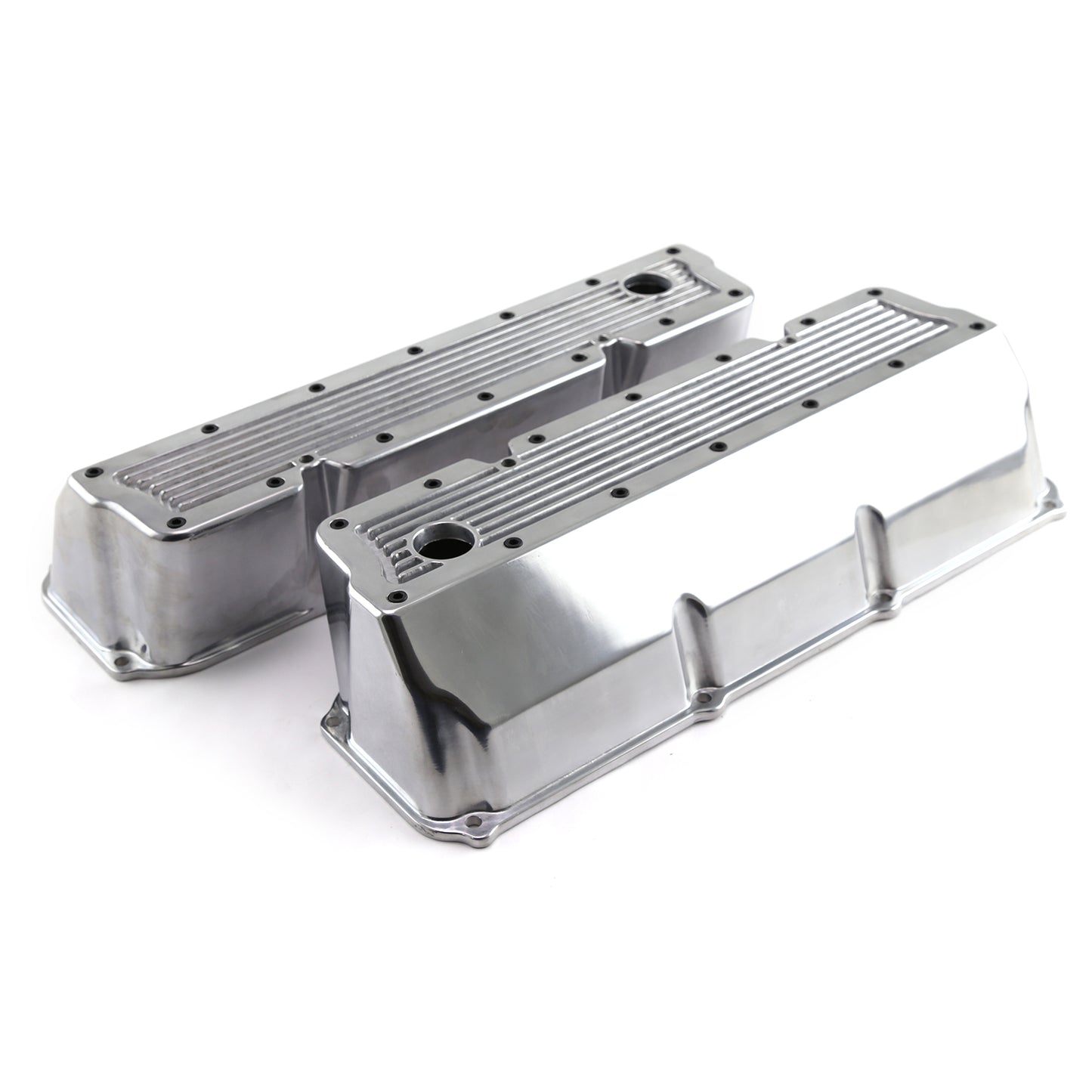 Ford 351C Cleveland polerade aluminium Elite Valve Covers höga med hål