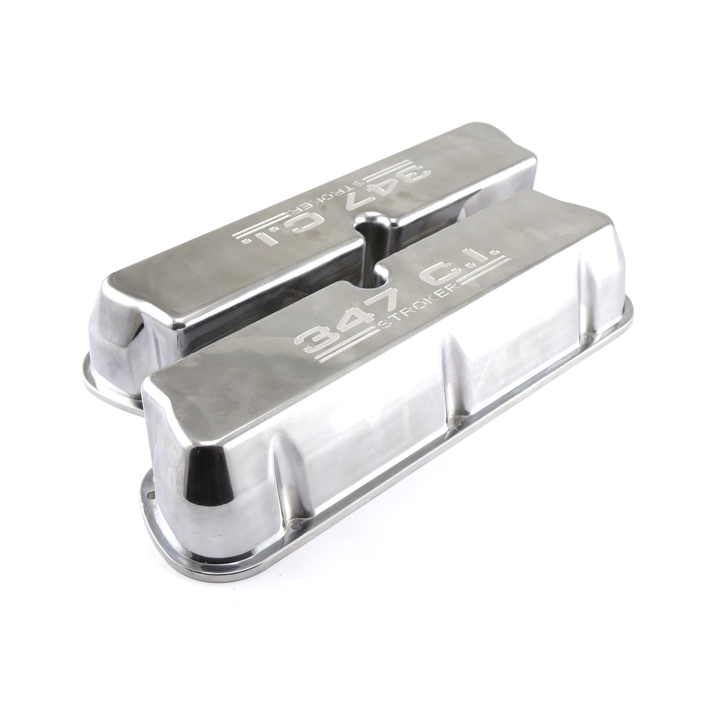 Ford SB 289 302 351 Windsor polerade aluminium 347 Stroker Valve Covers höga utan hål