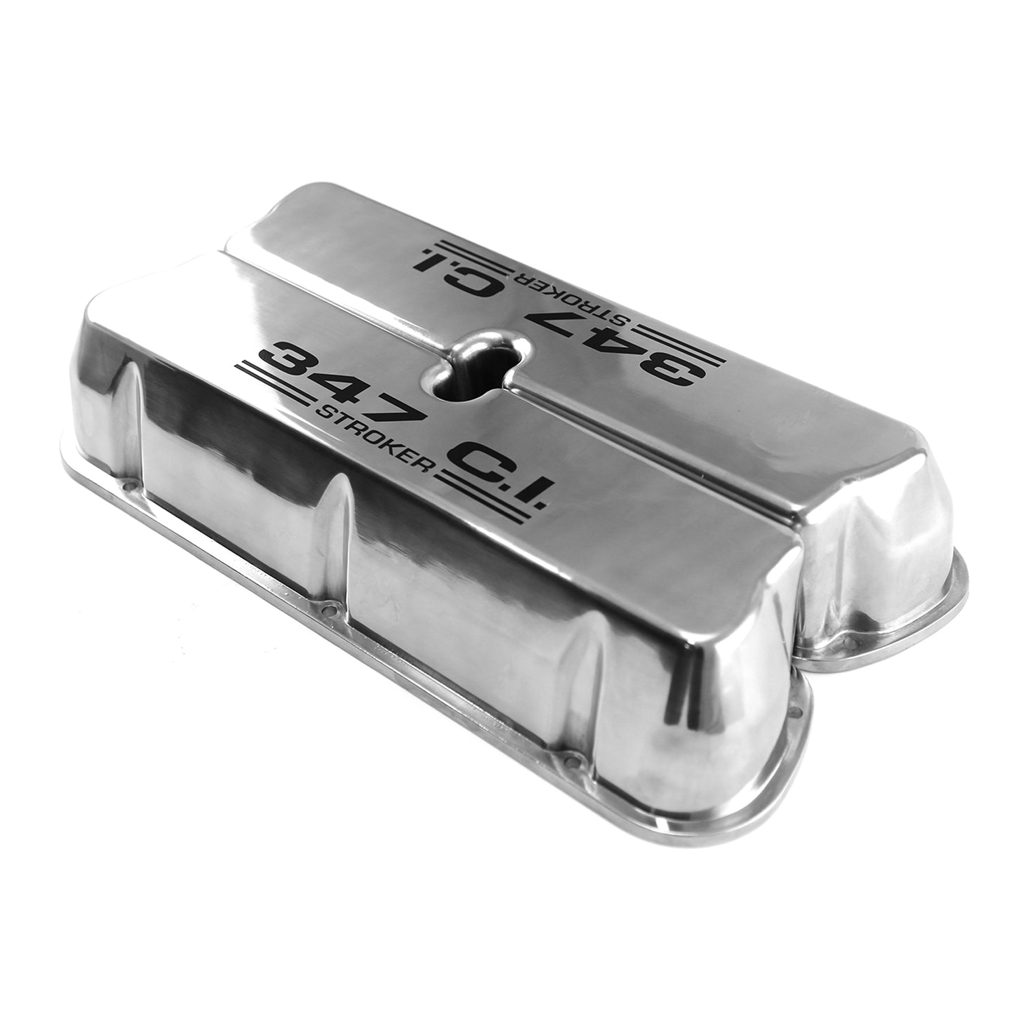 Ford SB 289 302 351w polerade aluminium 347 Stroker svarta Valve Covers utan hål