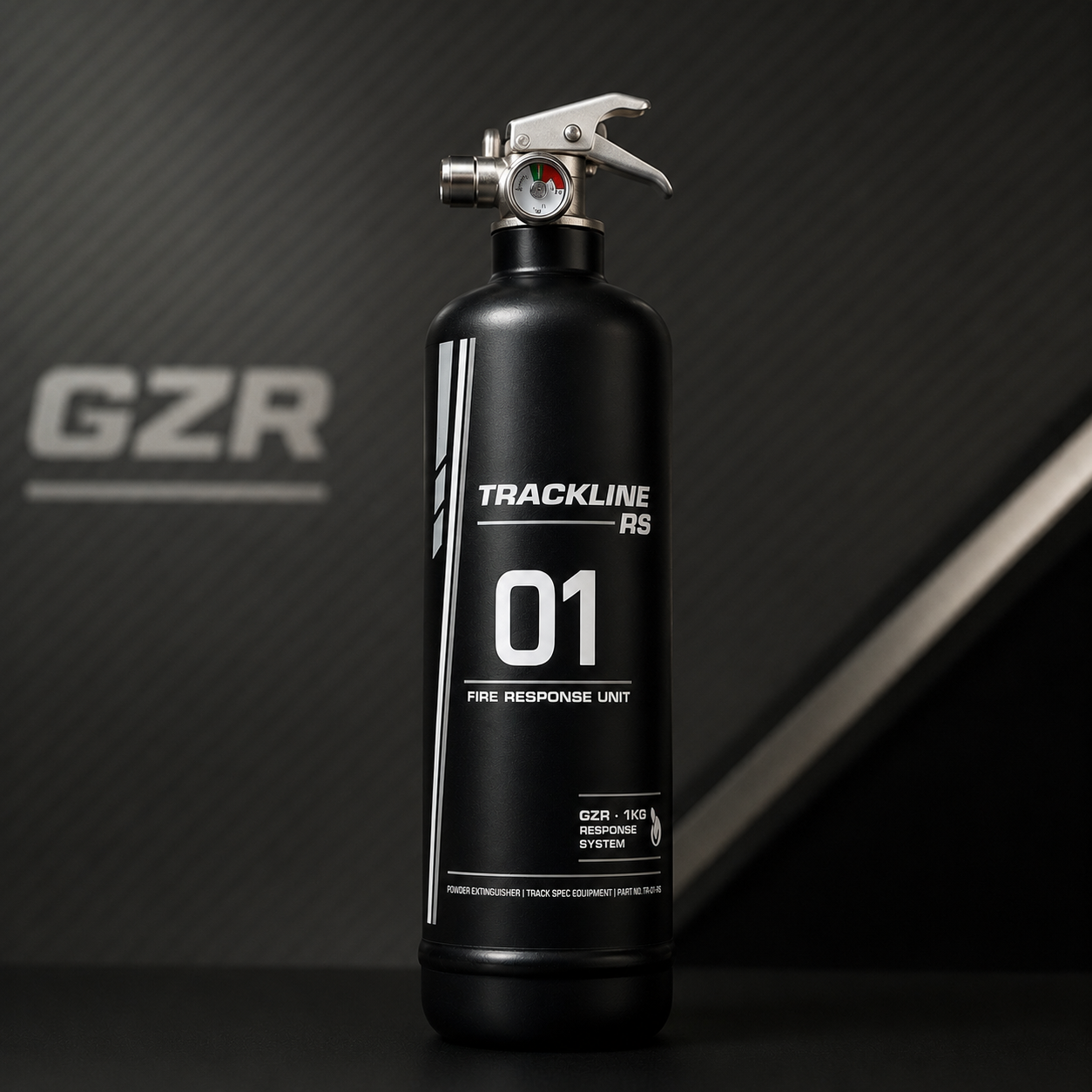 GZR Trackline RS 1 kg Pulversläckare – Mörk