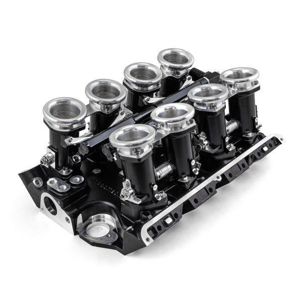 Ford FE 390/427/428 Downdraft 8-stack EFI-insugssystem komplett, svart