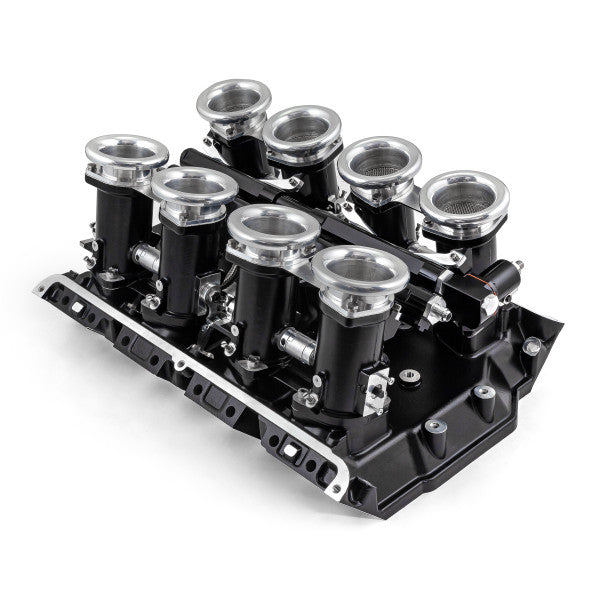 Ford FE 390/427/428 Downdraft 8-stack EFI-insugssystem komplett, svart